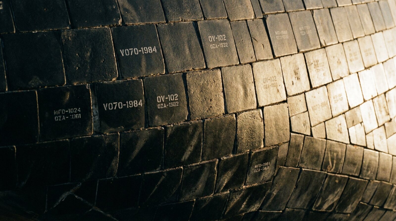 Space Shuttle thermal protection tiles in a numbered grid